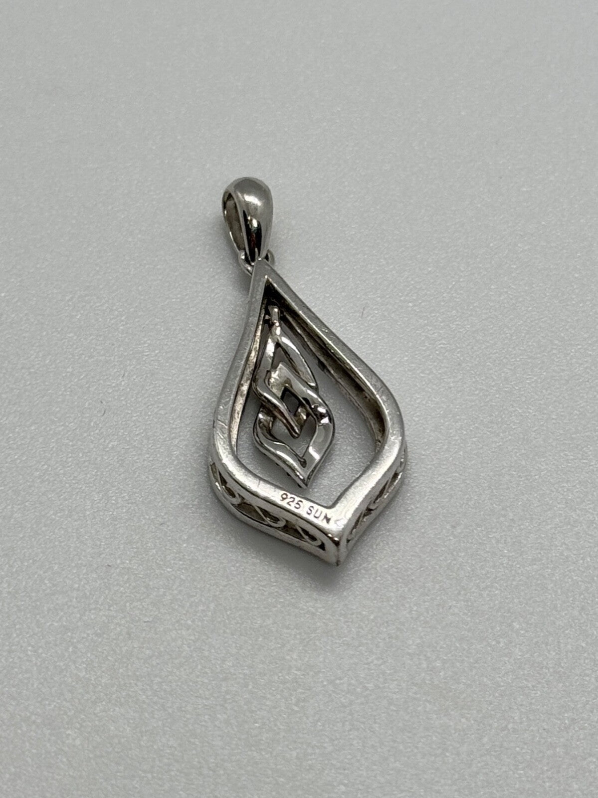 925 Sterling Silver Blue & White Spinel Pendant Length 33 Mm