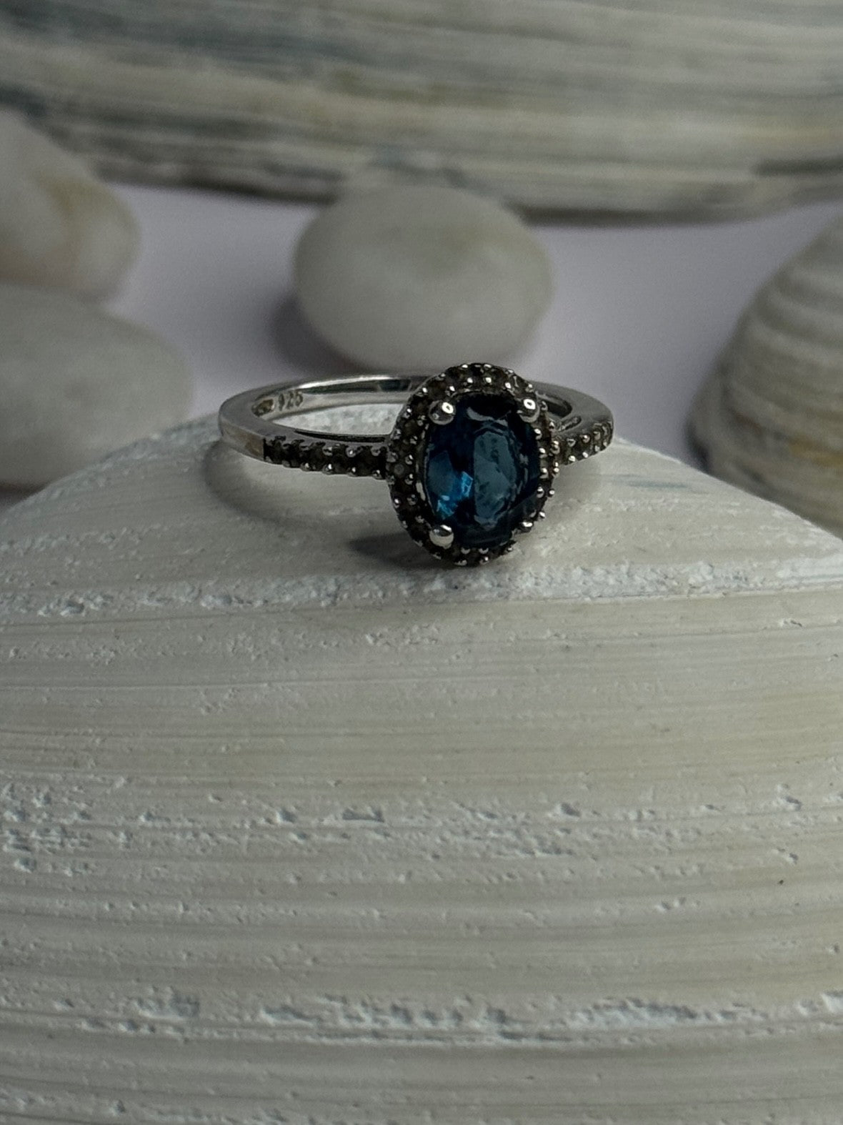 925 Sterling Silver Spinel & Beryl Ring Size 7