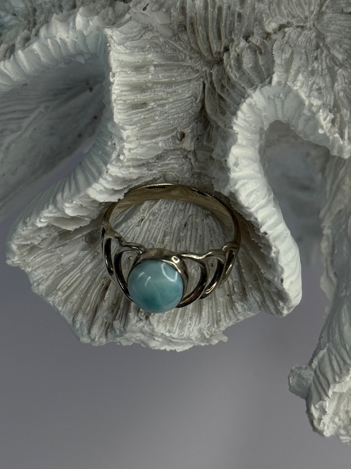 925 Sterling Silver Larimar Ring Size 7