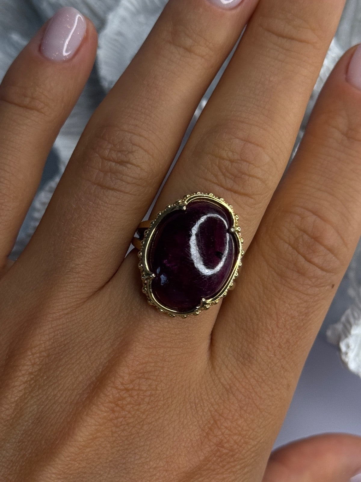 925 Sterling Silver Gold Plated Ruby Ring Size 7.5