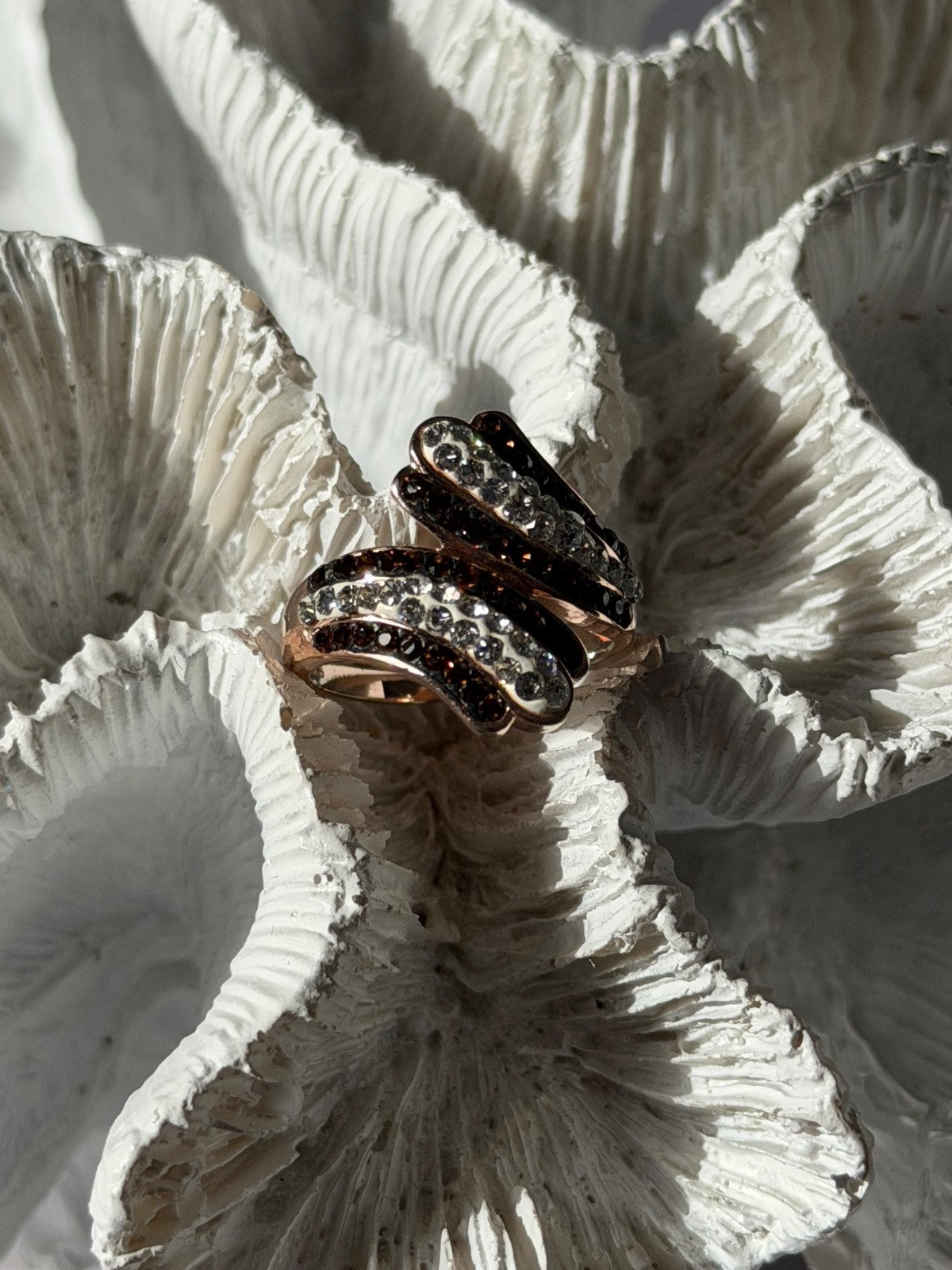 925 Sterling Silver Rose Gold Plated Cz Ring Size 7