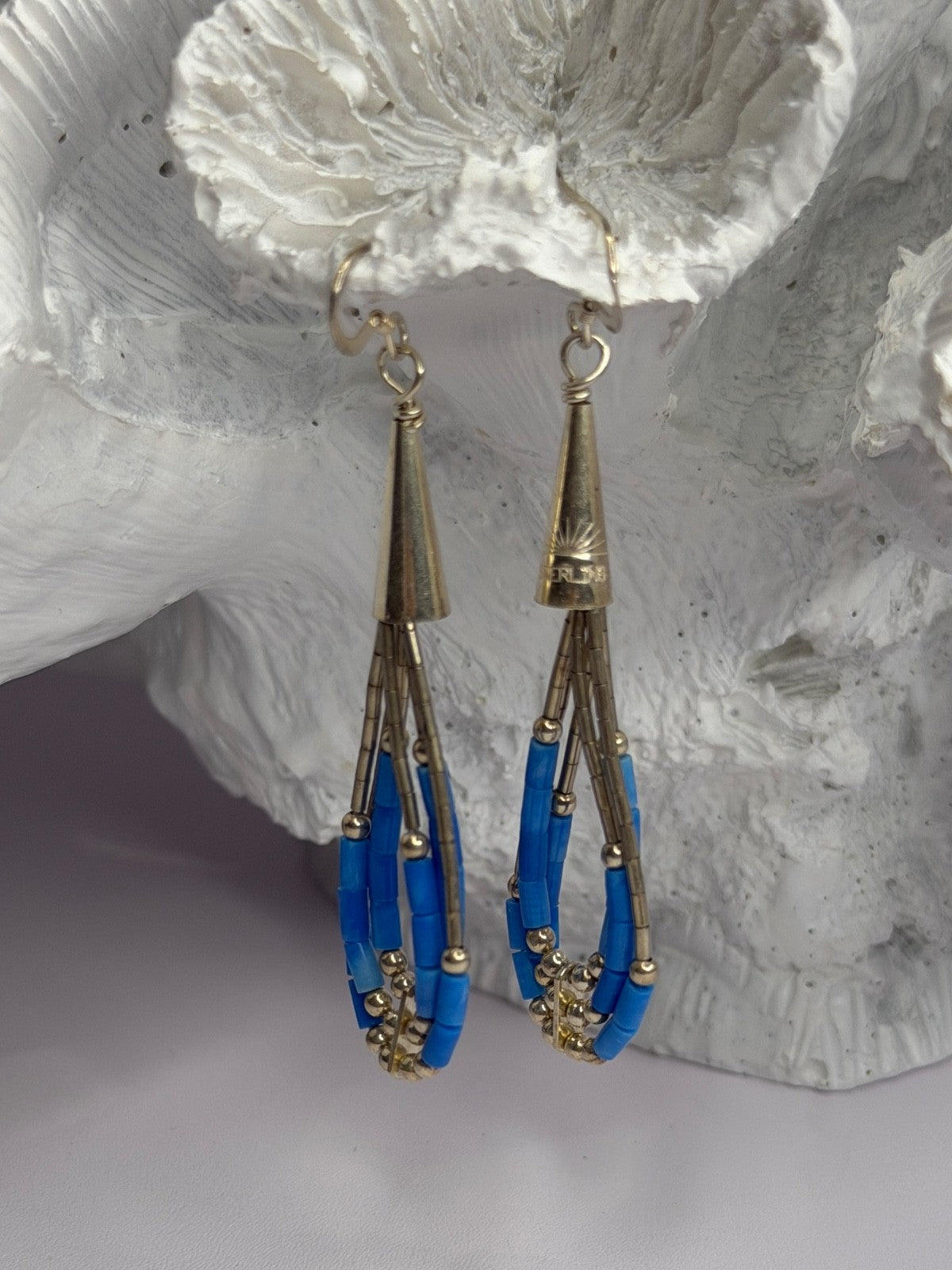 Native American 925 Sterling Silver Blue Lapis Earrings
