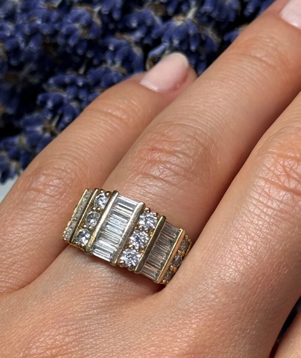 925 Sterling Silver Gold Plated CZ Ring Size 6