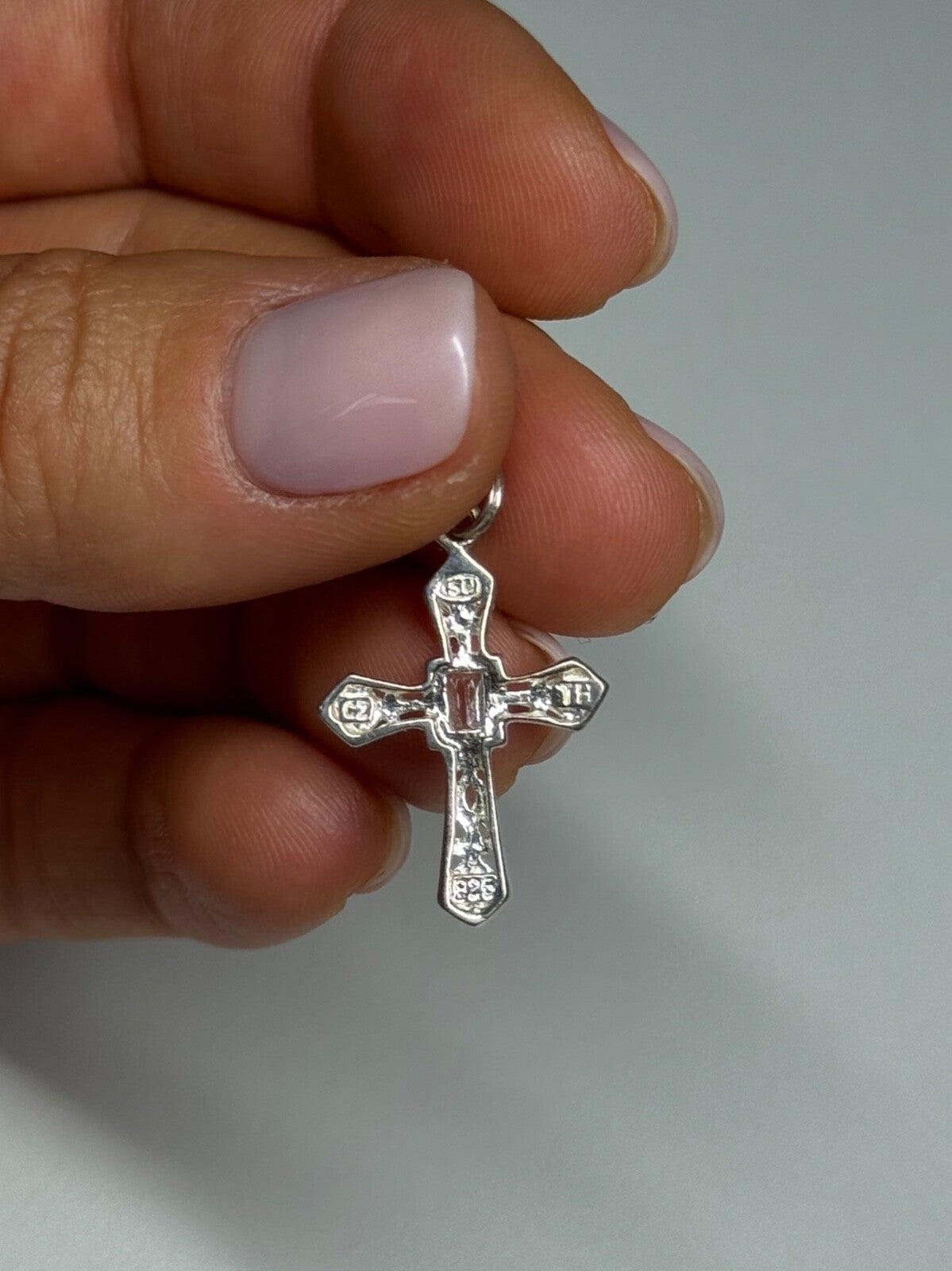 925 Sterling Silver CZ Cross Length 28 Mm