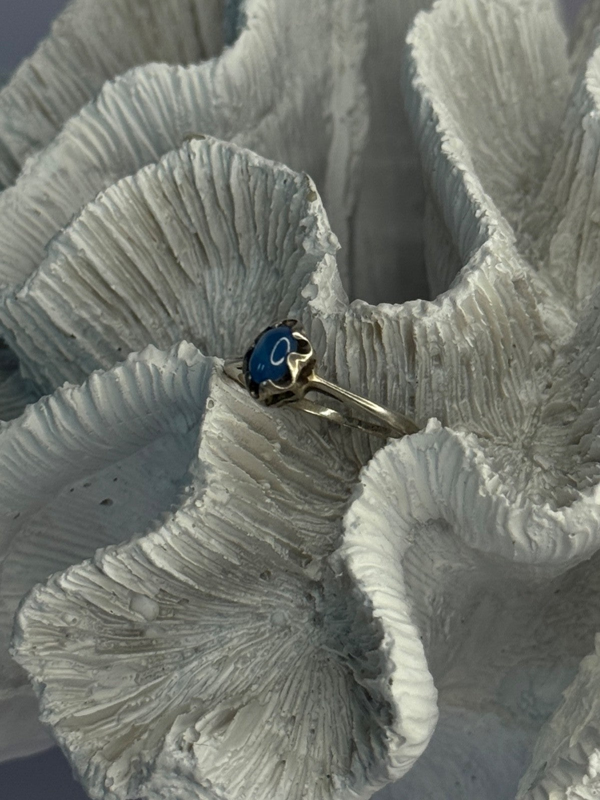 925 Sterling Silver Ring Sapphire Star Size 7.5