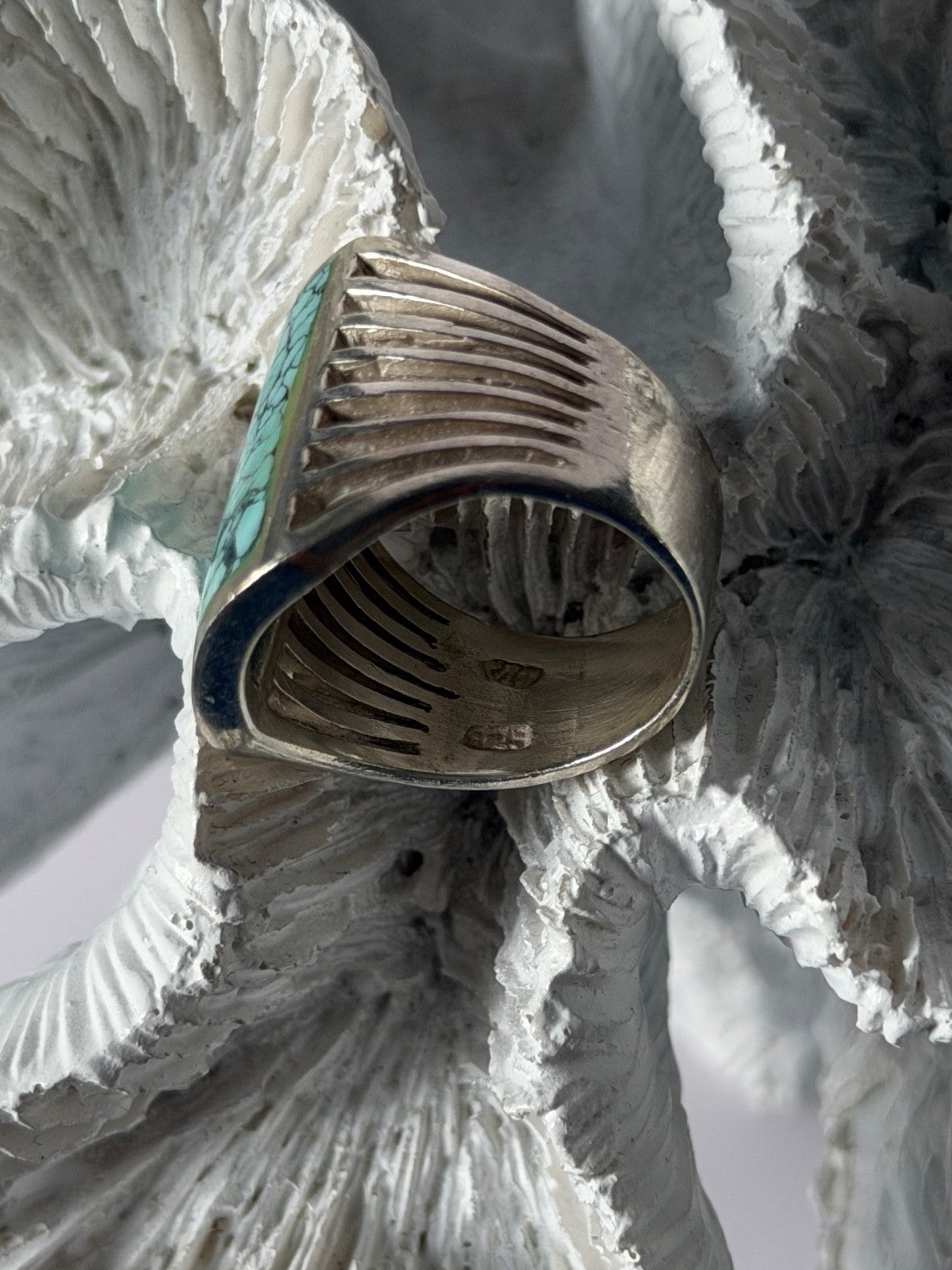 925 Sterling Silver Turquoise Ring Size 7.5