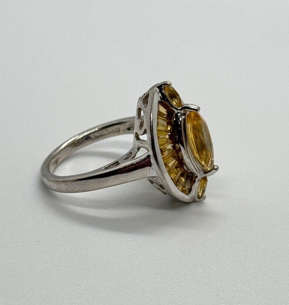 925 Sterling Silver Citrine Ring Size 6.5