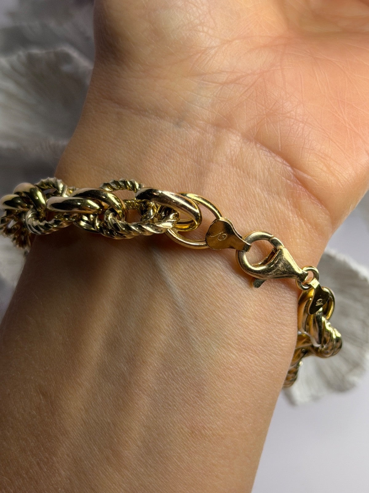 Italy 925 Sterling Silver Gold Plated Bracelet Length 8