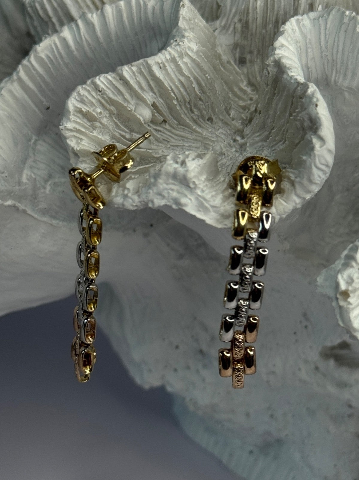 Italy Milor 925 Sterling Silver Gold Plated Earrings Length 1.40 Inch