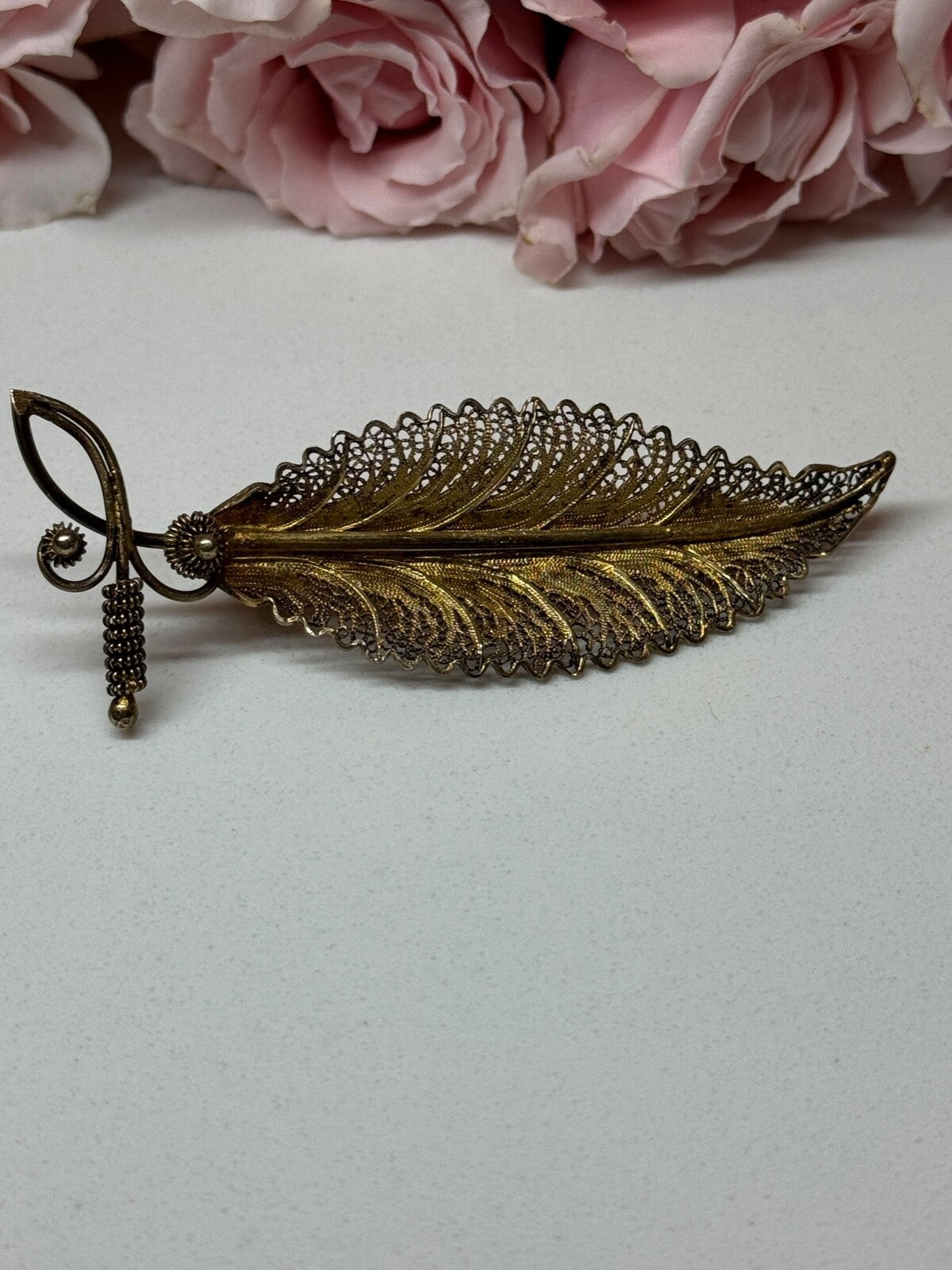 925 Sterling Silver Gold Plated Brooch
