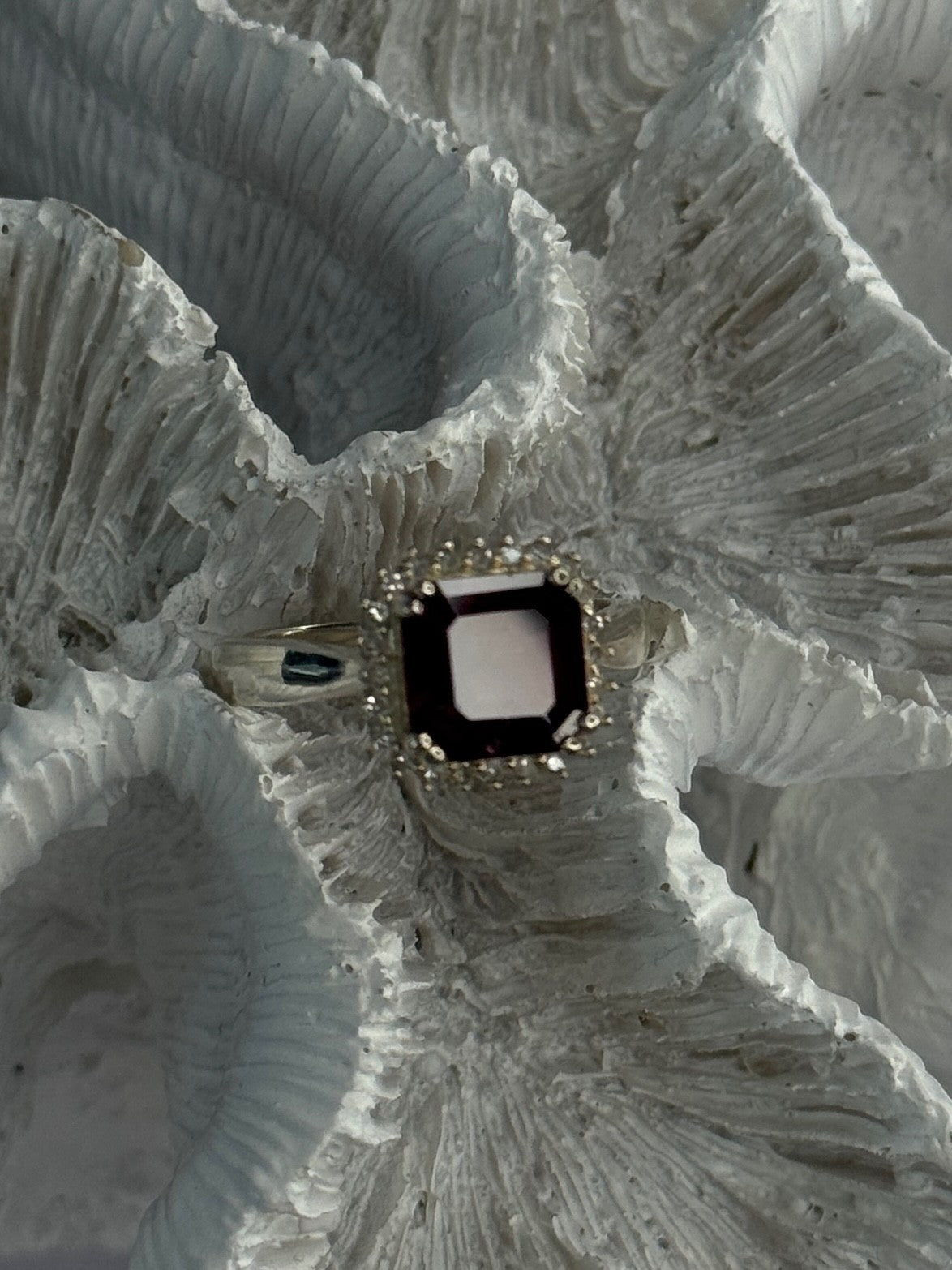 925 Sterling Silver Almandine & Beryl Ring Size 7