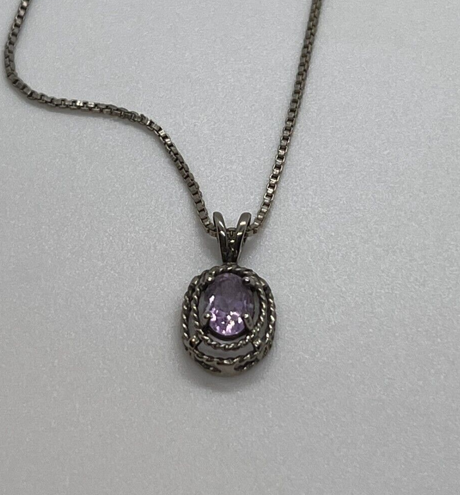 925 Sterling Silver  Amethyst Necklace Pendant