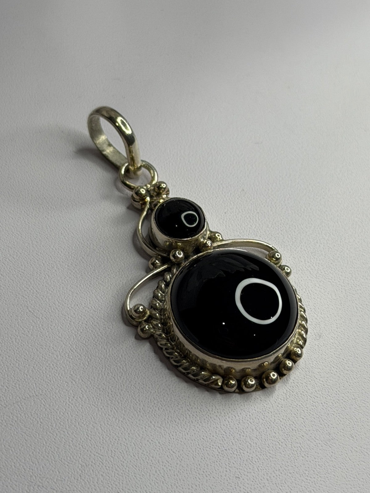 Vintage 925 Sterling Silver Agate Pendant Length 2 in
