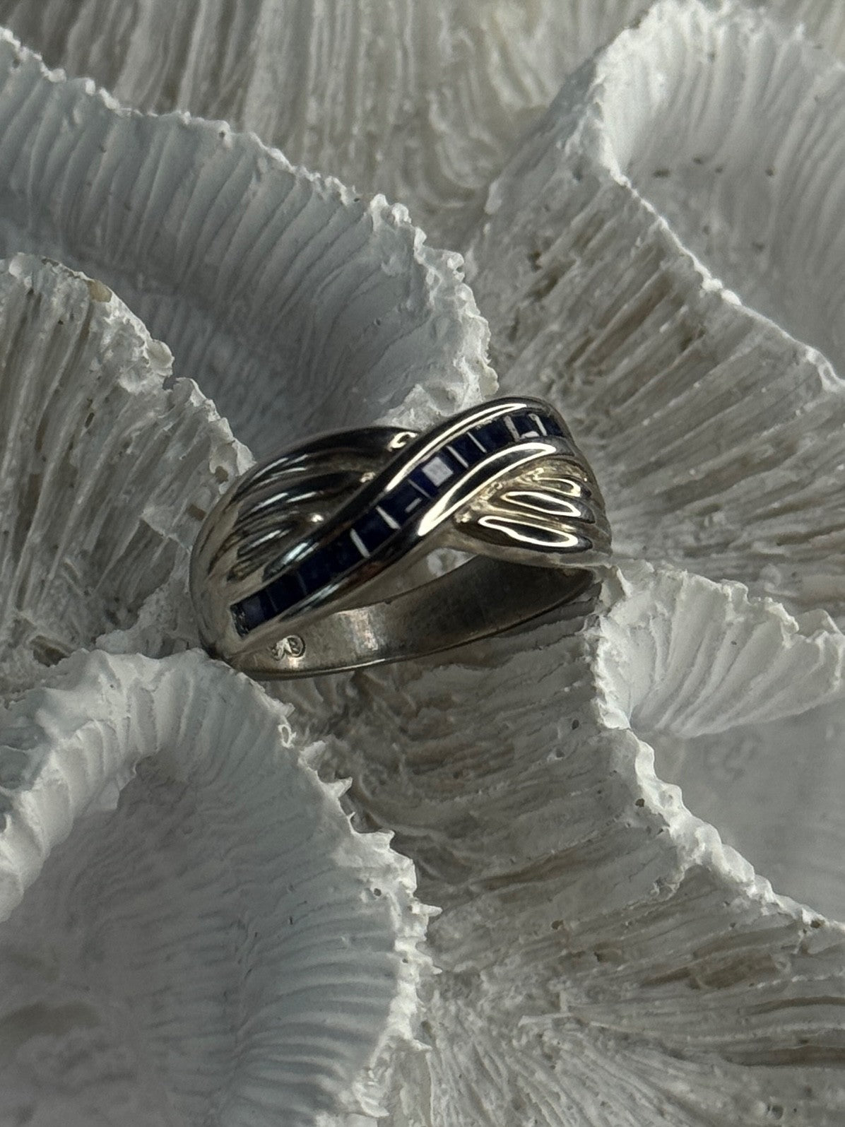 925 Sterling Silver Sapphire Ring Size 8