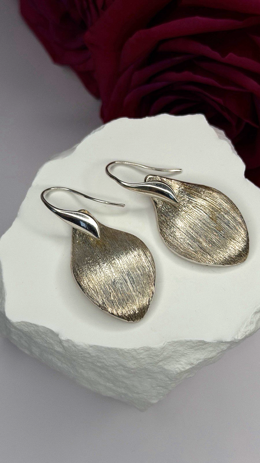 Elegant Italy 925 Sterling Silver Leaf Earrings