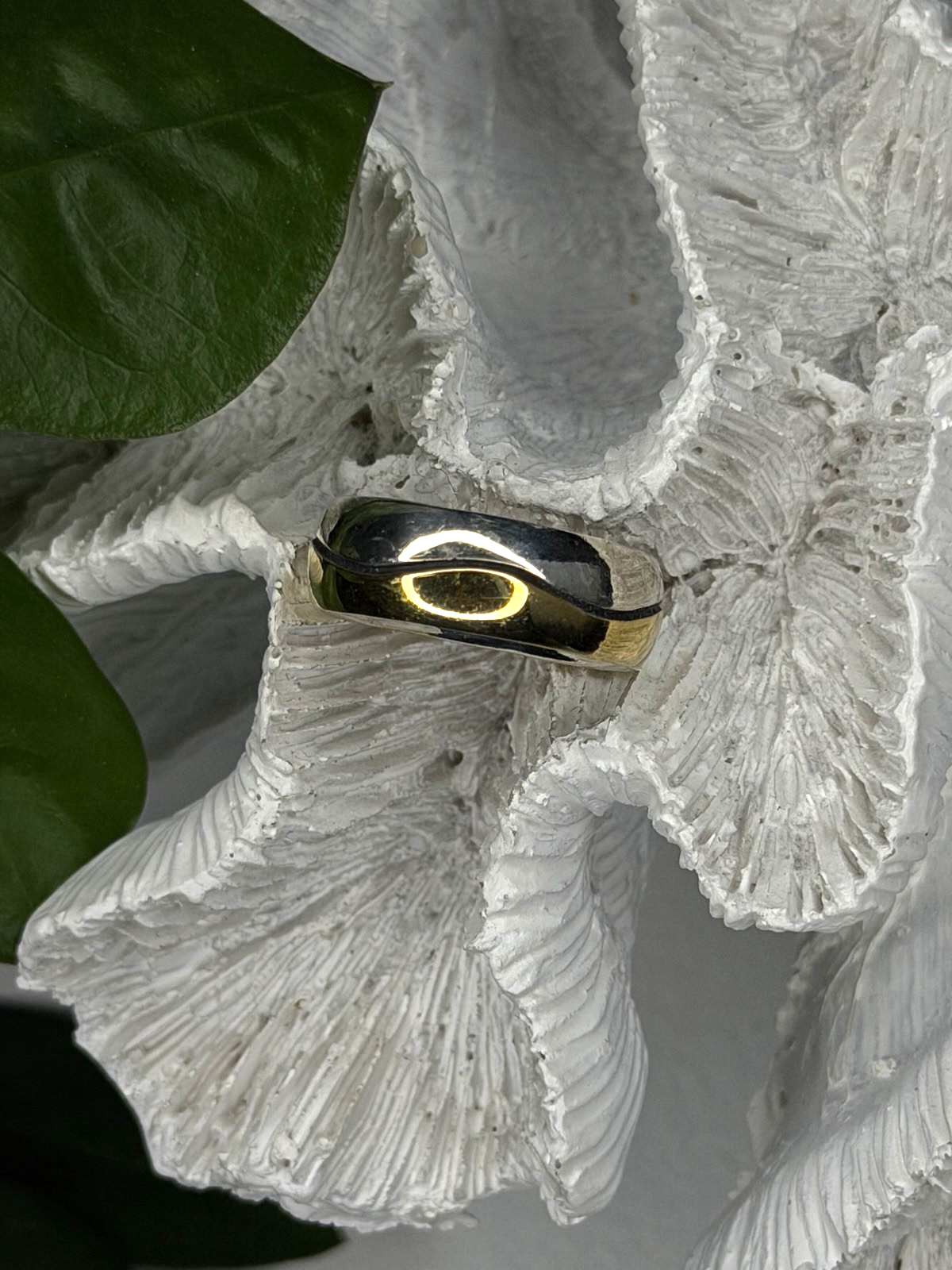 925 Sterling Silver & Yellow Gold Plated Ring Size 7