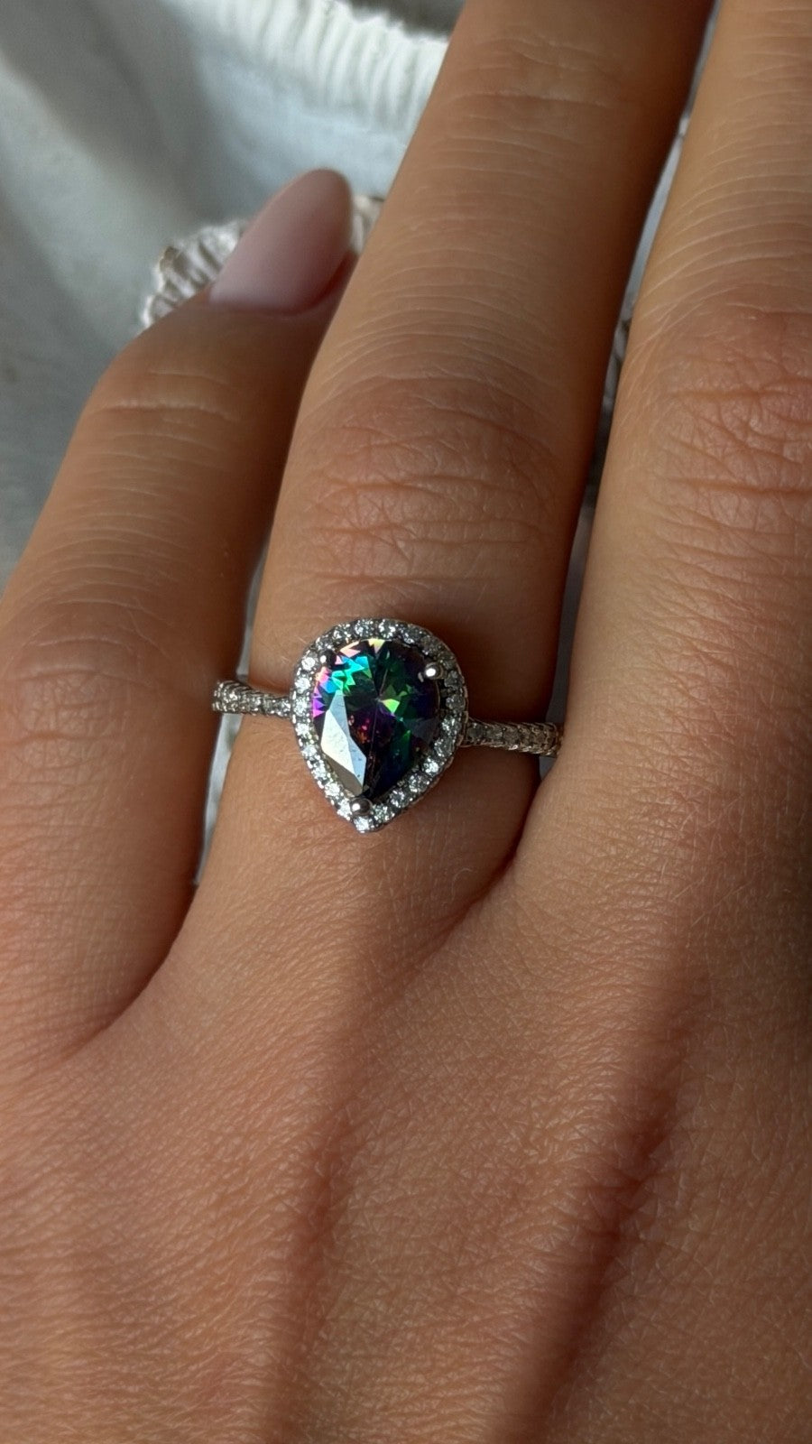 925 Sterling Silver Mystic Topaz & Cz Ring Size 7