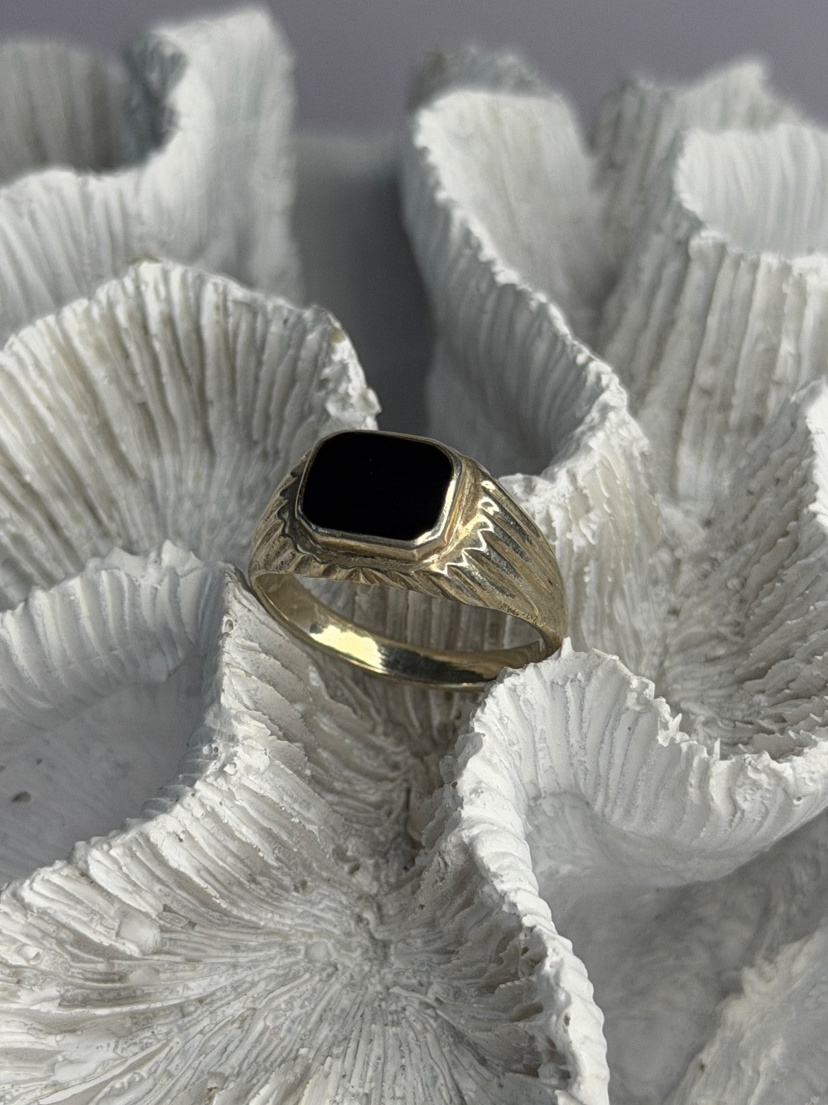 Vintage 925 Sterling Silver Onyx Ring Size 9