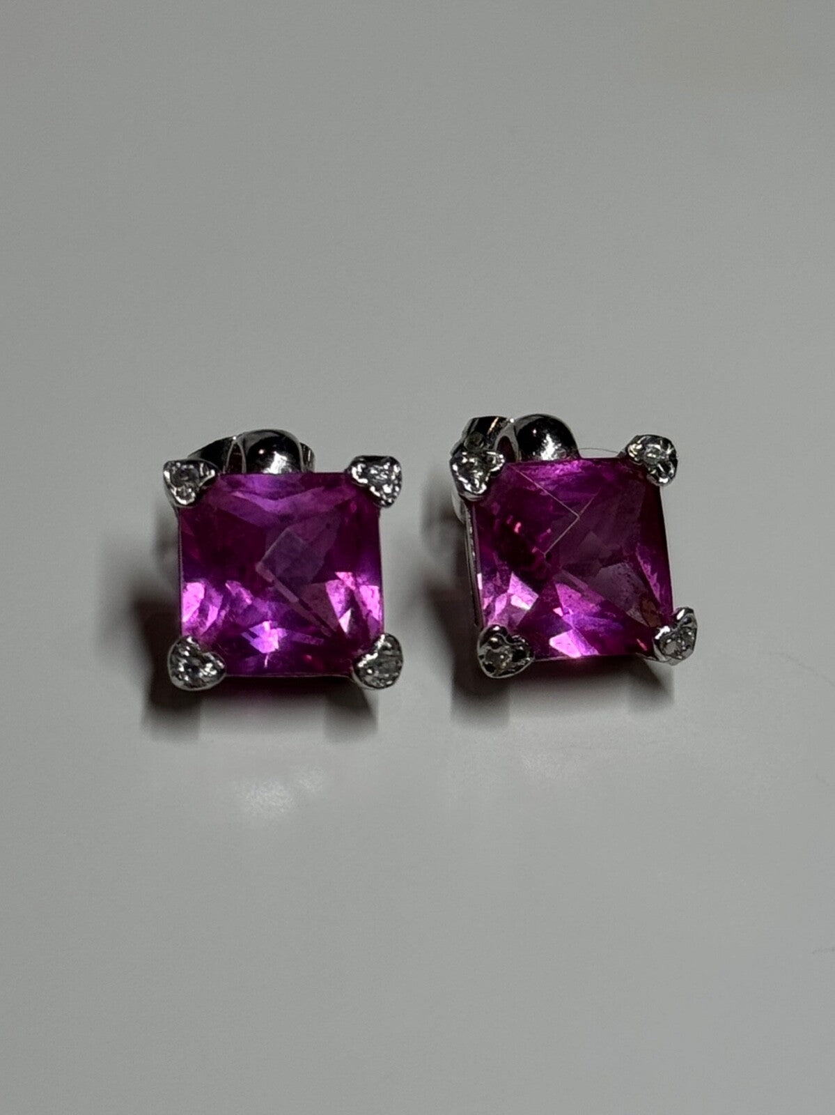 925 Sterling Silver Pink Topaz Earrings Length 0.5 Inch