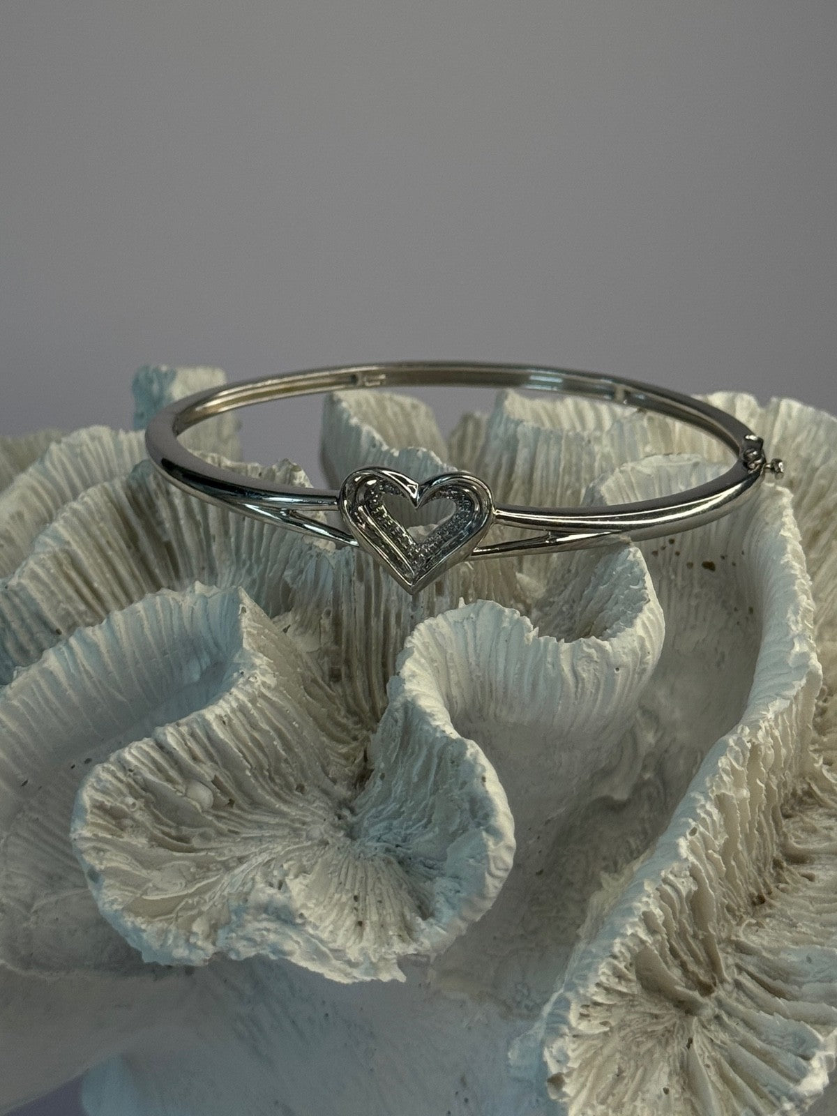 925 Sterling Silver NDI Diamond Heart Bracelet