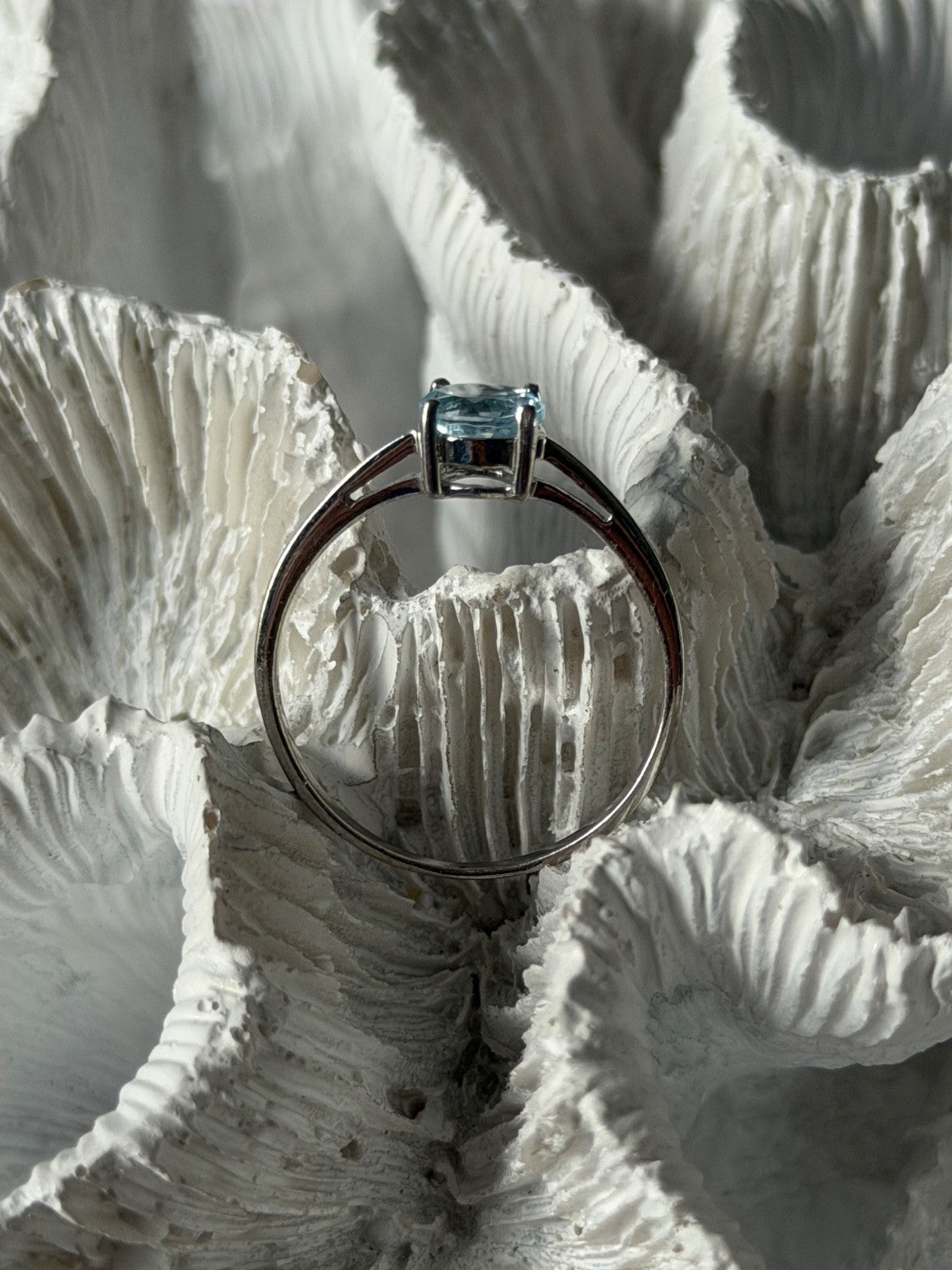 925 Sterling Silver Blue Topaz Ring Size 9