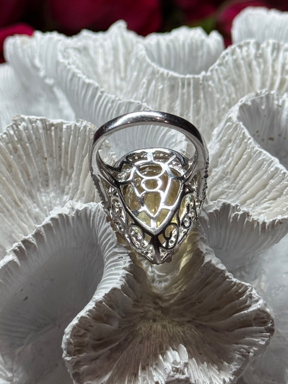 925 Sterling Silver Citrine & Beryl Ring Size 8.5