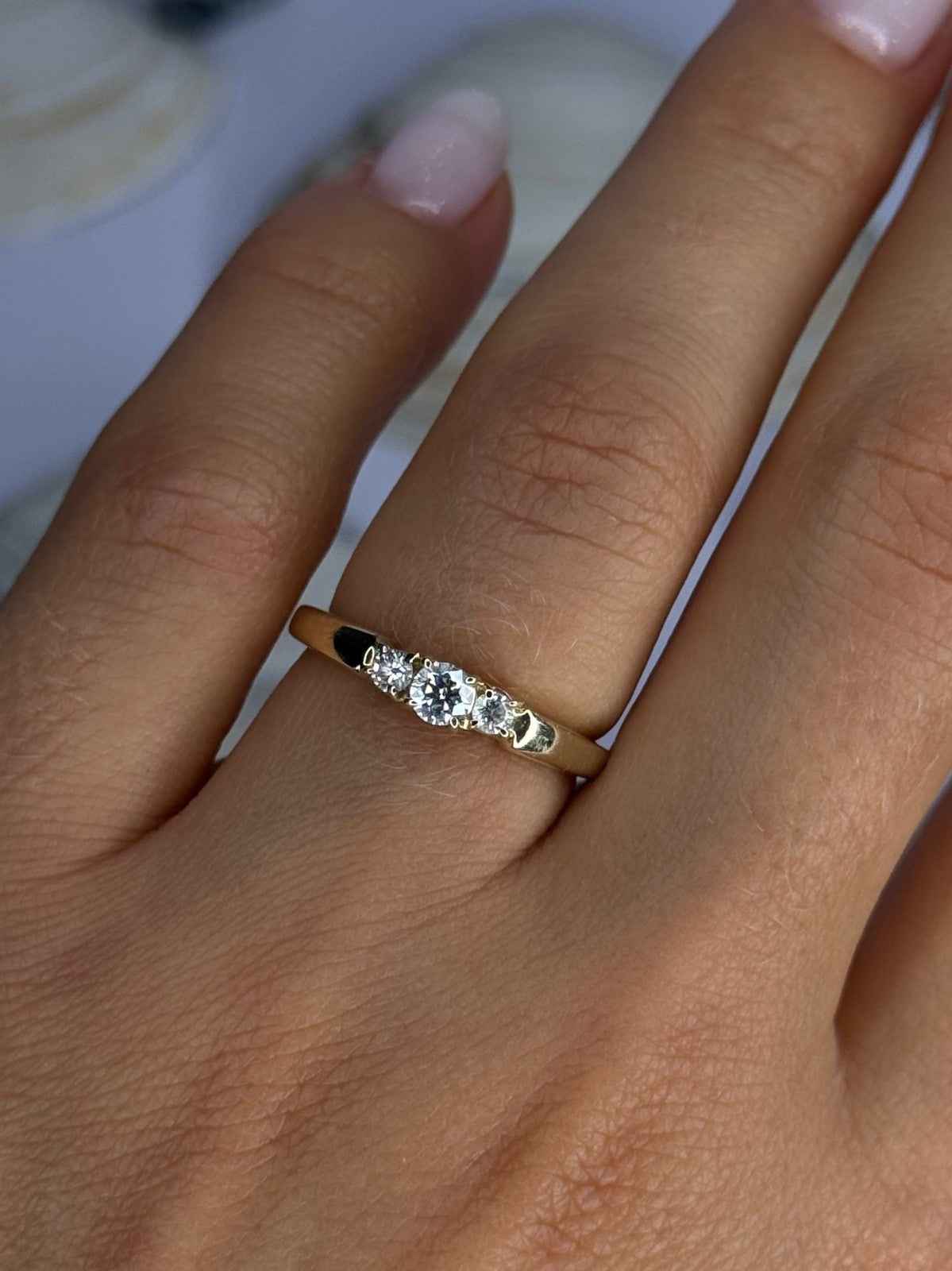 14K Yellow Gold Diamond 0.36 Carat Total Weight Ring Size 7