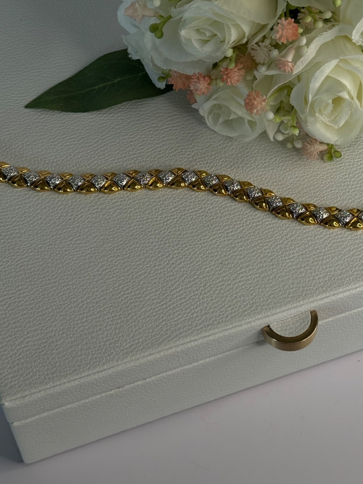 Charming 925 Sterling Silver Gold Plated Bracelet Length 7.5 Inch