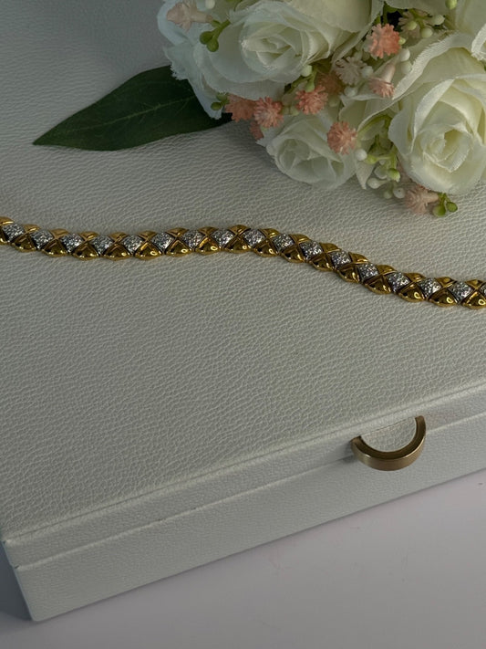Charming 925 Sterling Silver Gold Plated Bracelet Length 7.5 Inch