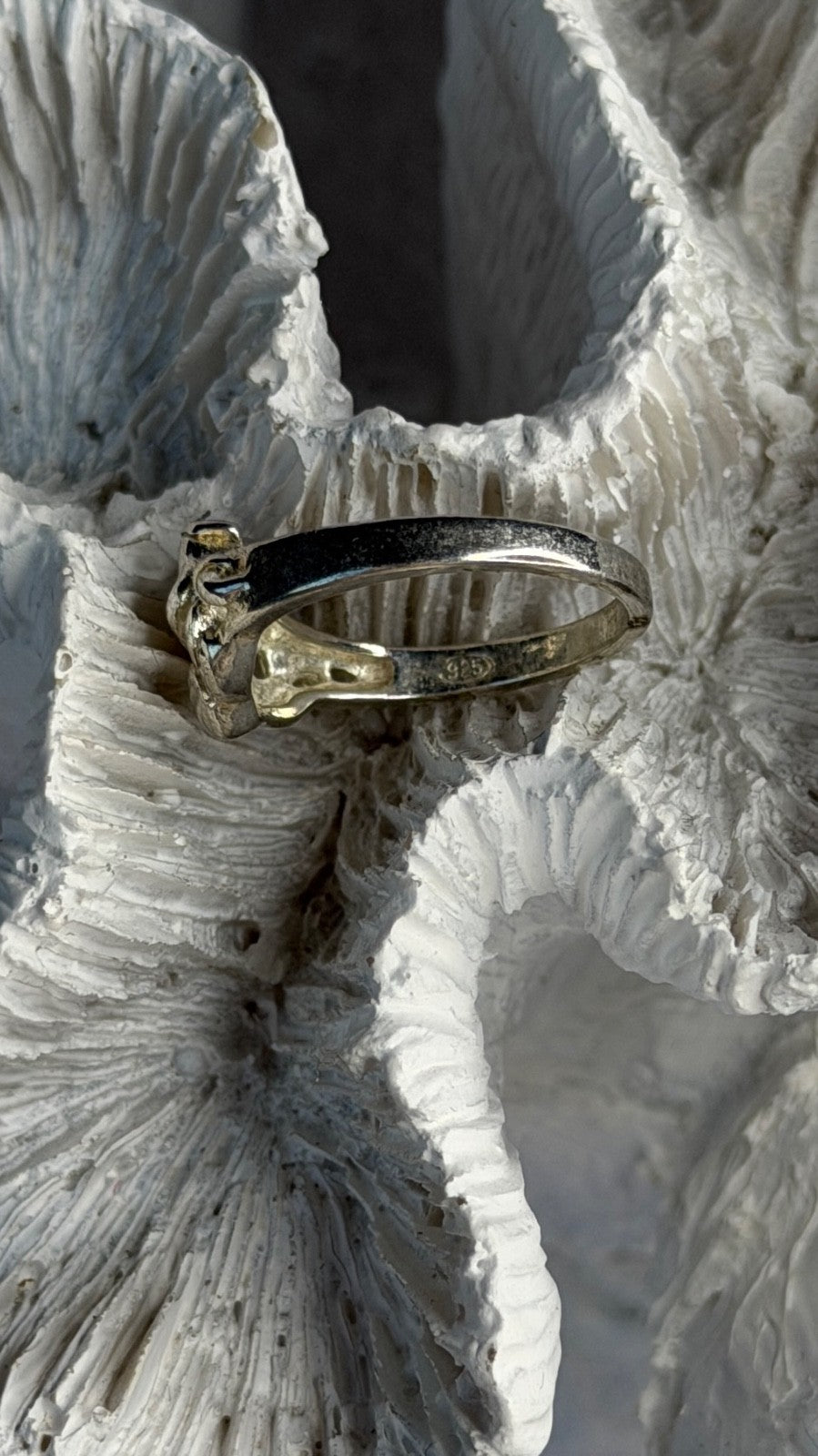 925 Sterling Silver Birds Heart Ring Size 6.5