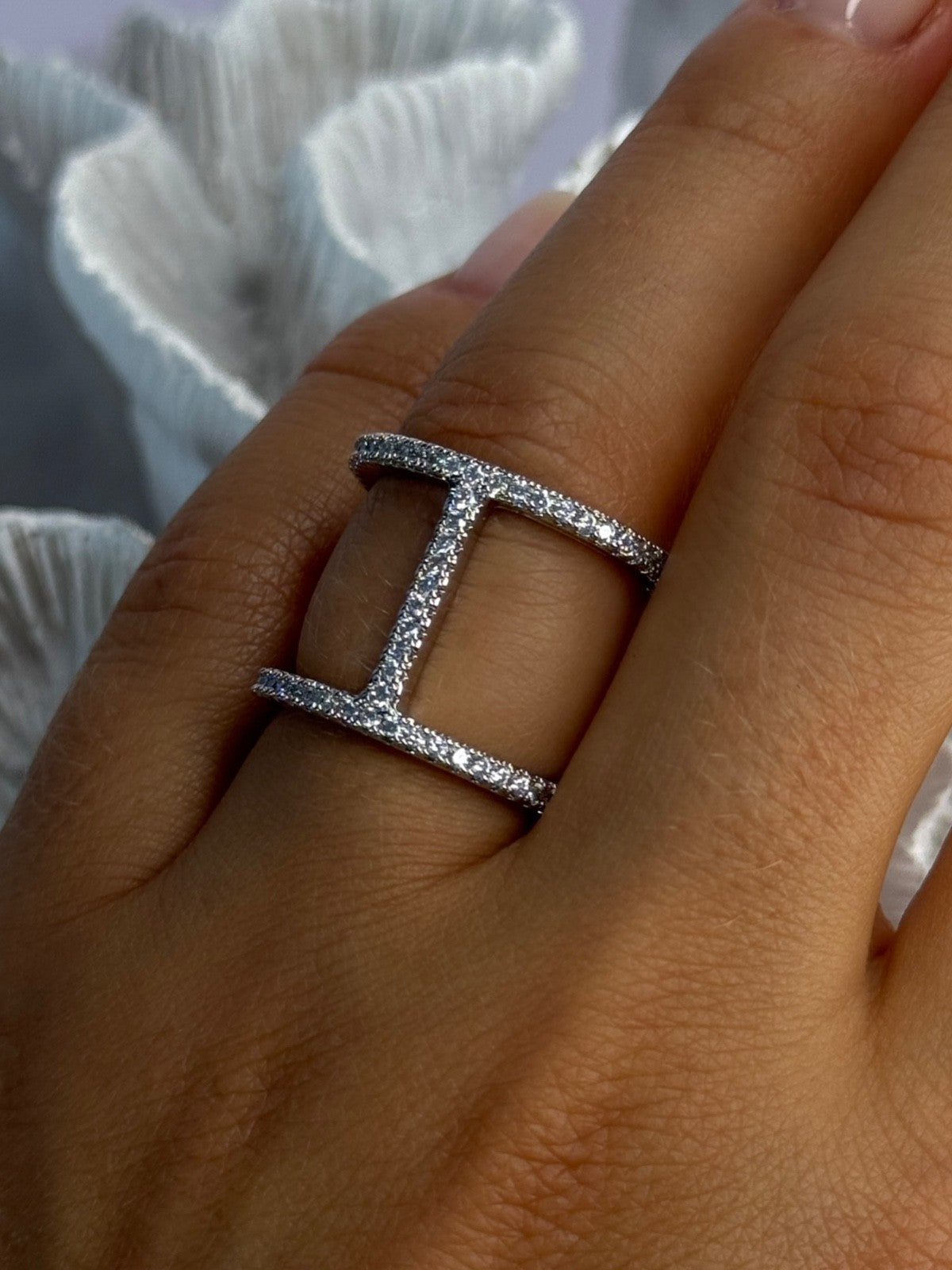 Elegant Design 925 Sterling Silver CZ Ring Size 7 & 8