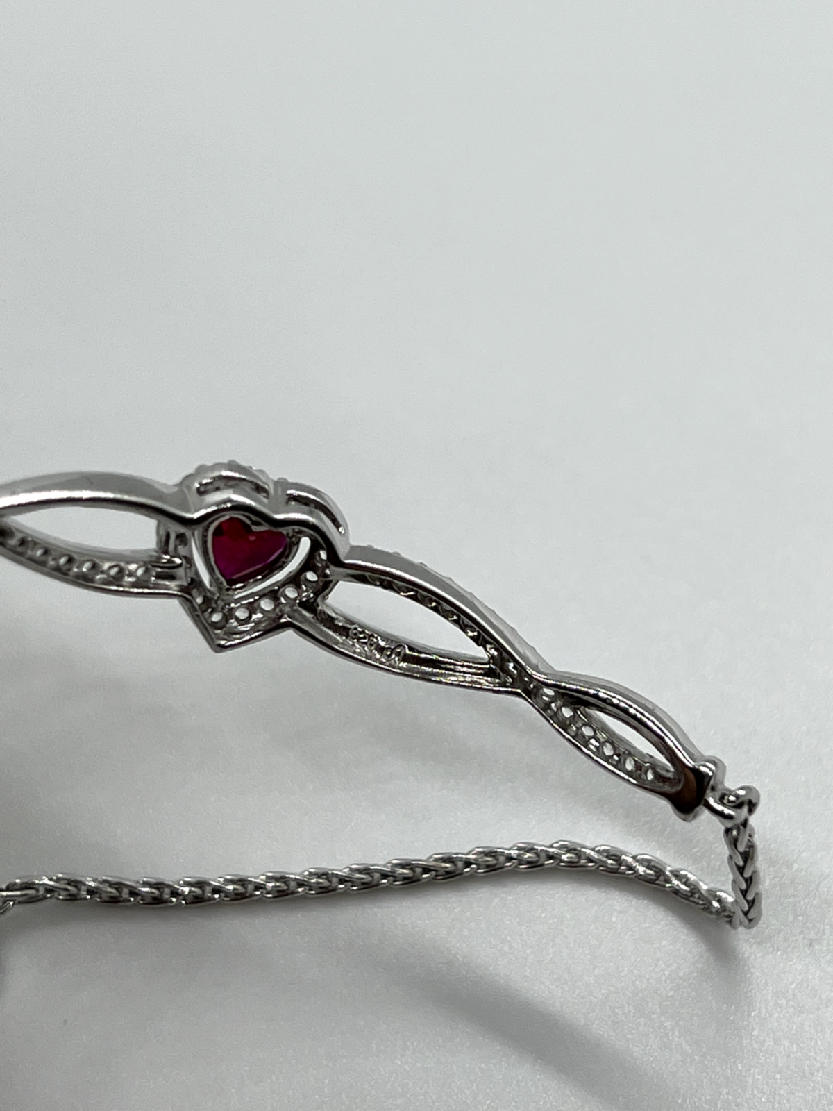 925 Sterling Silver Spinel & CZ Heart Bracelet