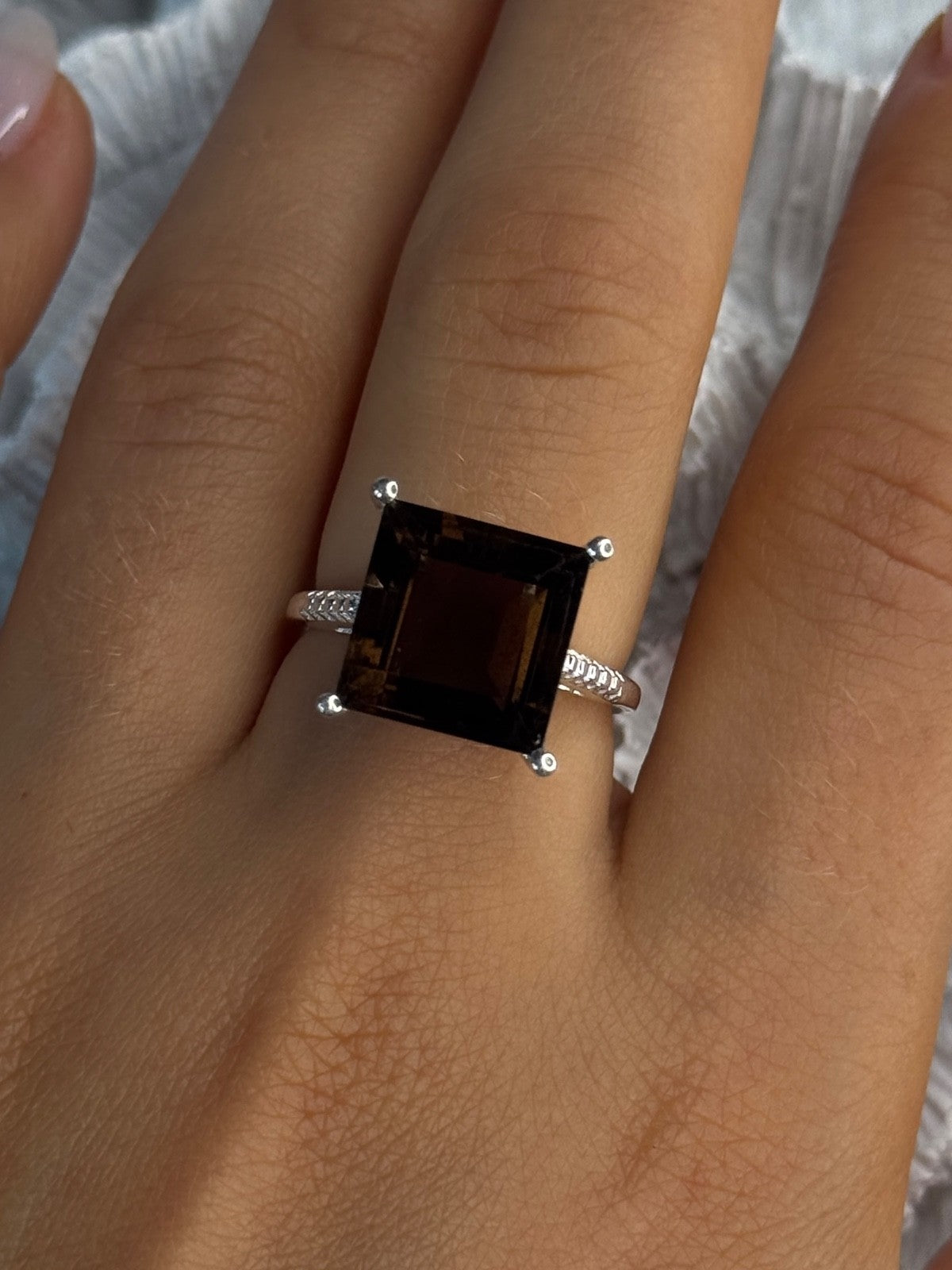 925 Sterling Silver Dravite Brown Tourmaline Ring Size 8