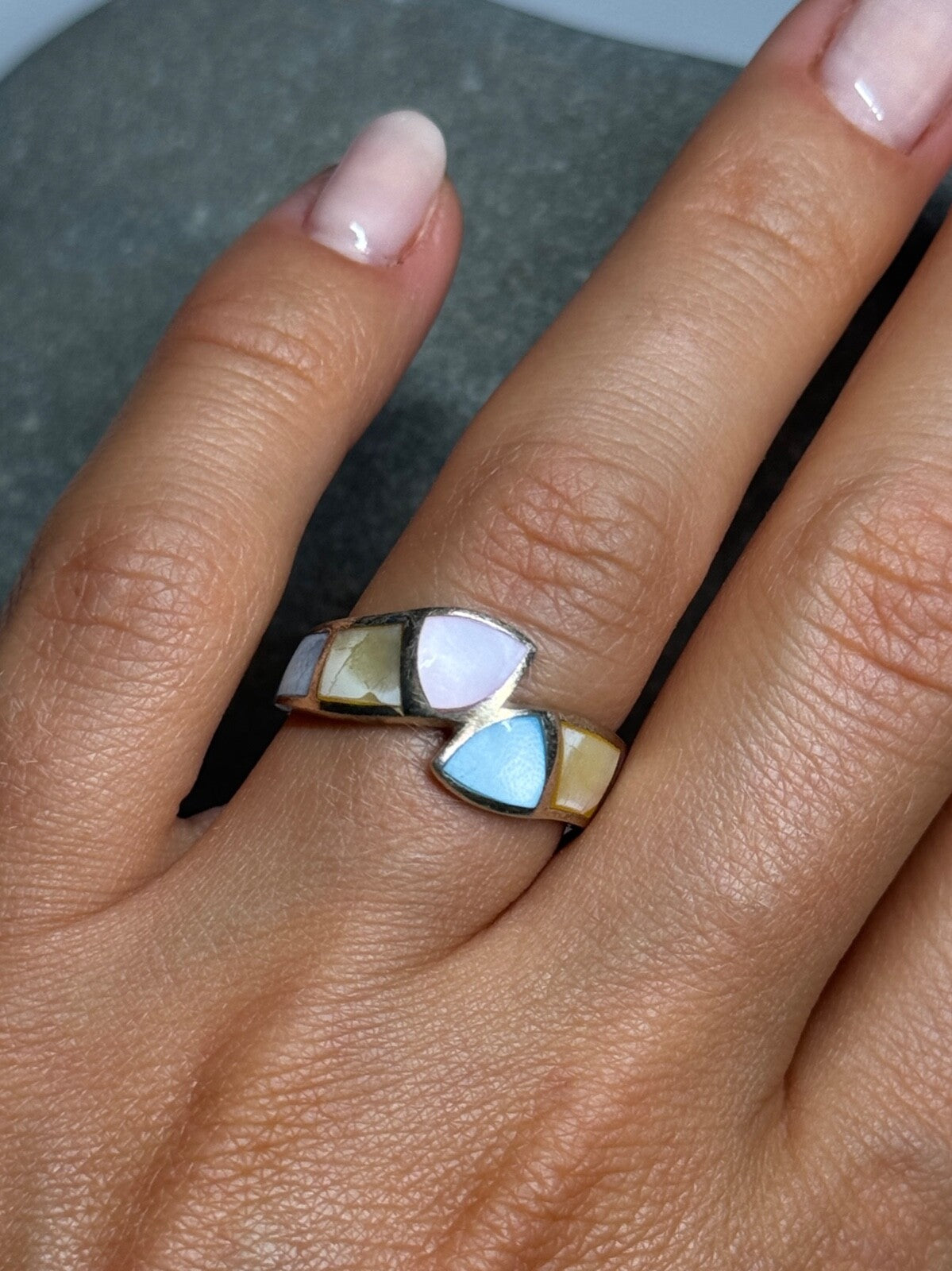 925 Sterling Silver Abalone Ring Size 7