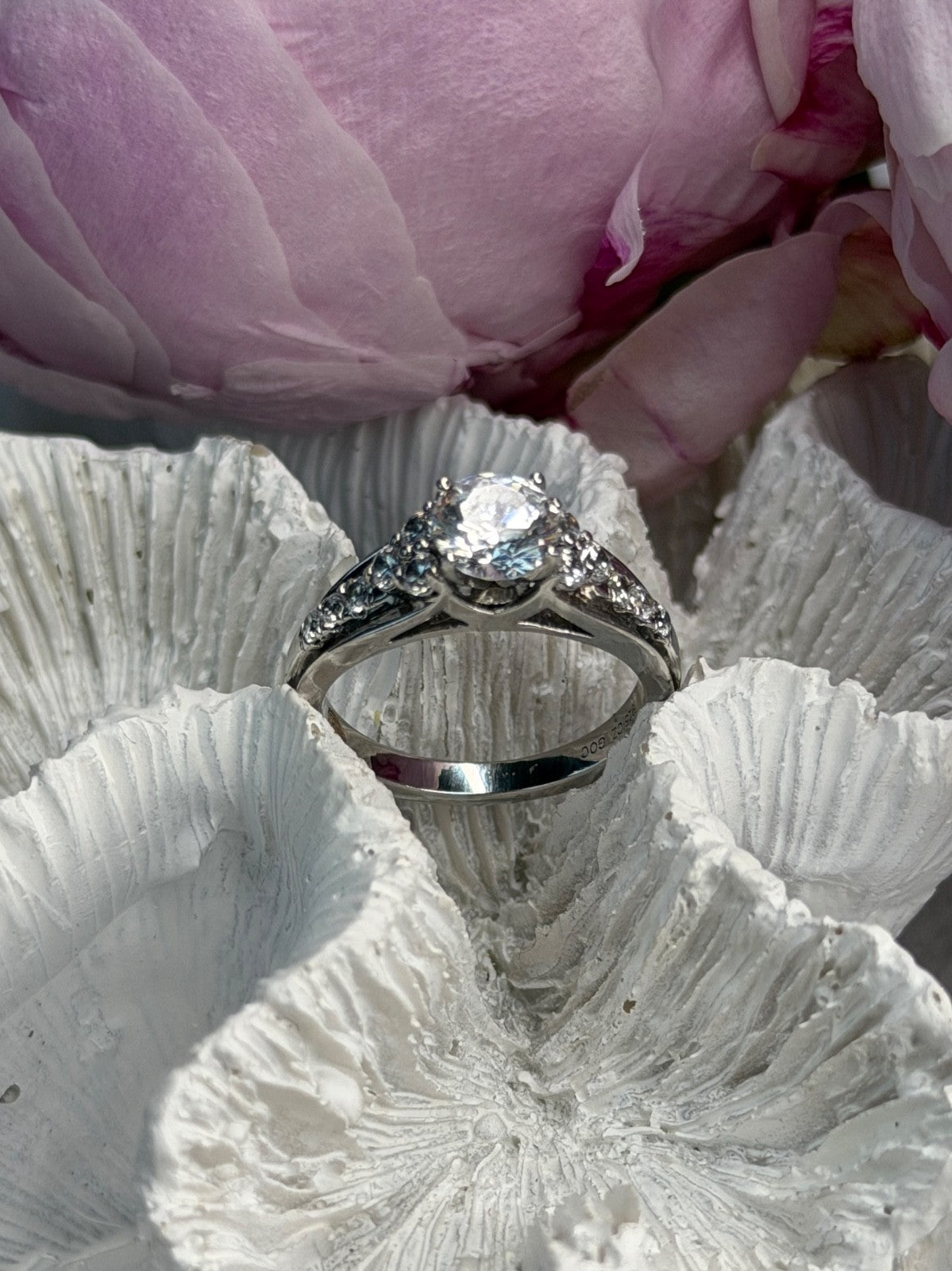 GOC 925 Sterling Silver tcw 1.48 Cz Ring Size 7
