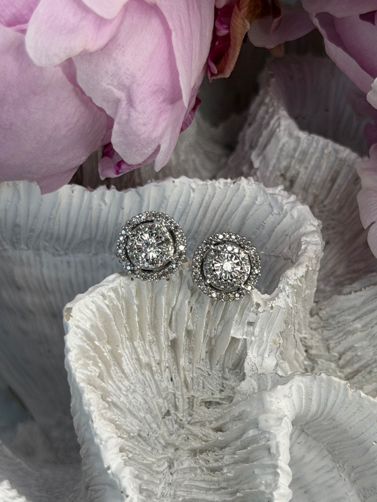 10K White Gold Diamond tcw 0.16 ct Stud Earrings