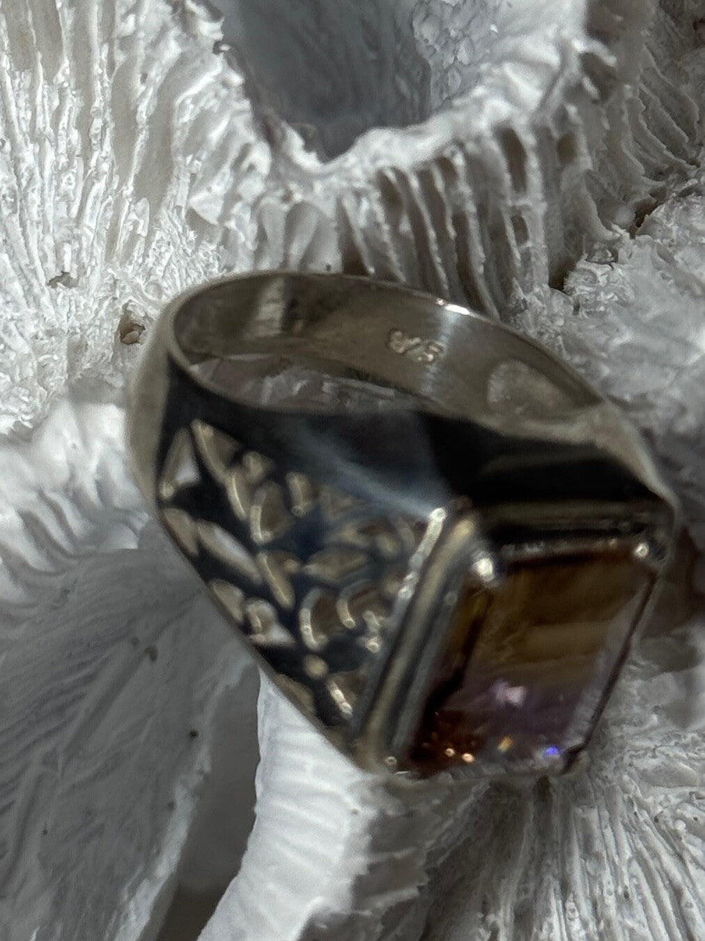 925 Sterling Silver Spinel Men's Ring Size 8