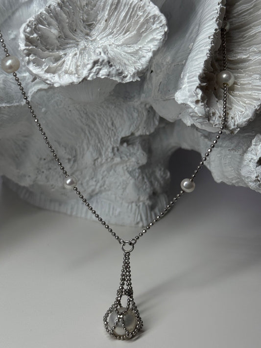 925 Sterling Silver Pearls Necklace Length 18 Inch Elegant
