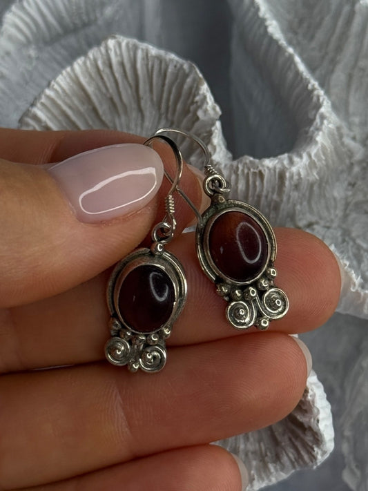 Vintage 925 Sterling Silver Tigers Eye Earrings Length 1.30 Inch