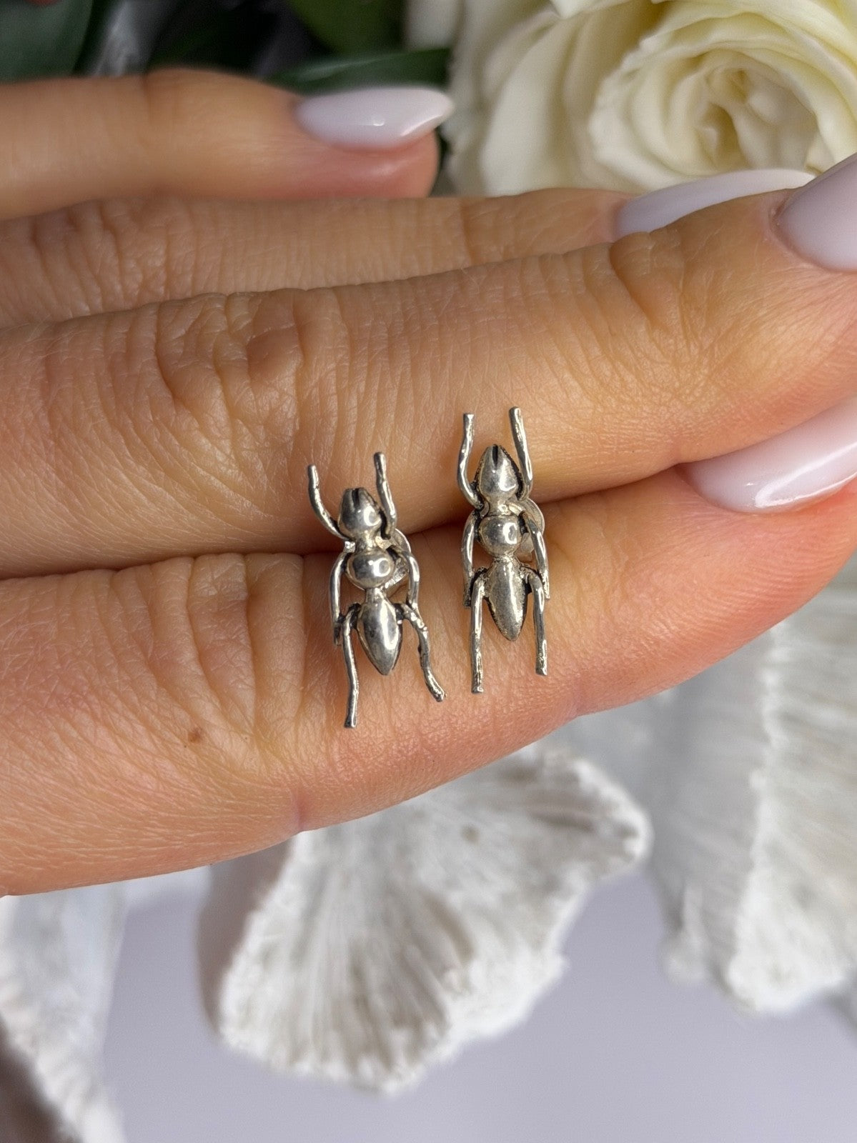 Cute Ant Bug 925 Sterling Silver Earrings