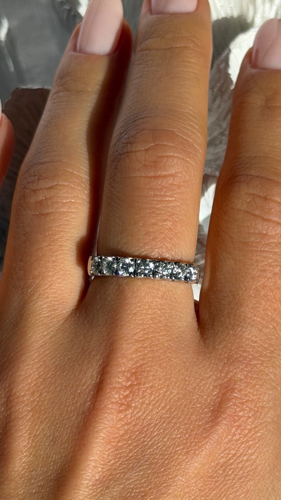 Custom 14K White Gold Diamond 0.85 ct Ring Size 8