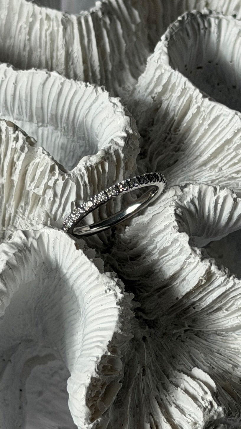 14K White Gold Custom Diamond 0.58 ct Ring Size 6