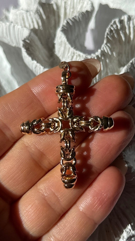 Italy 925 Sterling Silver Gold Plated Cross Pendant