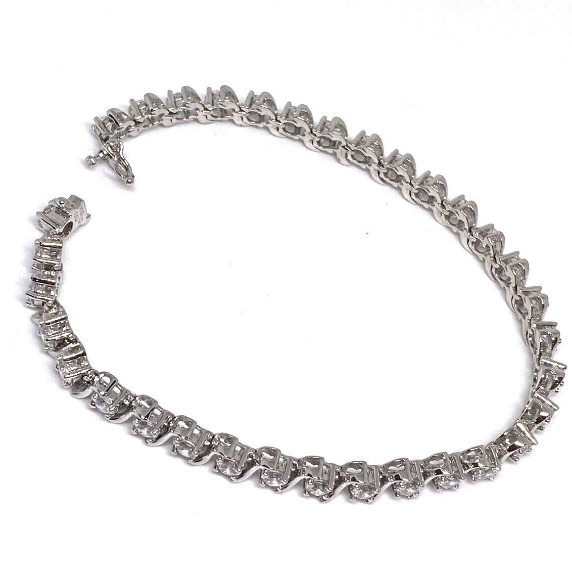 925 Sterling Silver CZ Bracelet 7.7 in