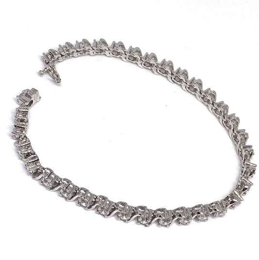 925 Sterling Silver CZ Bracelet 7.7 in