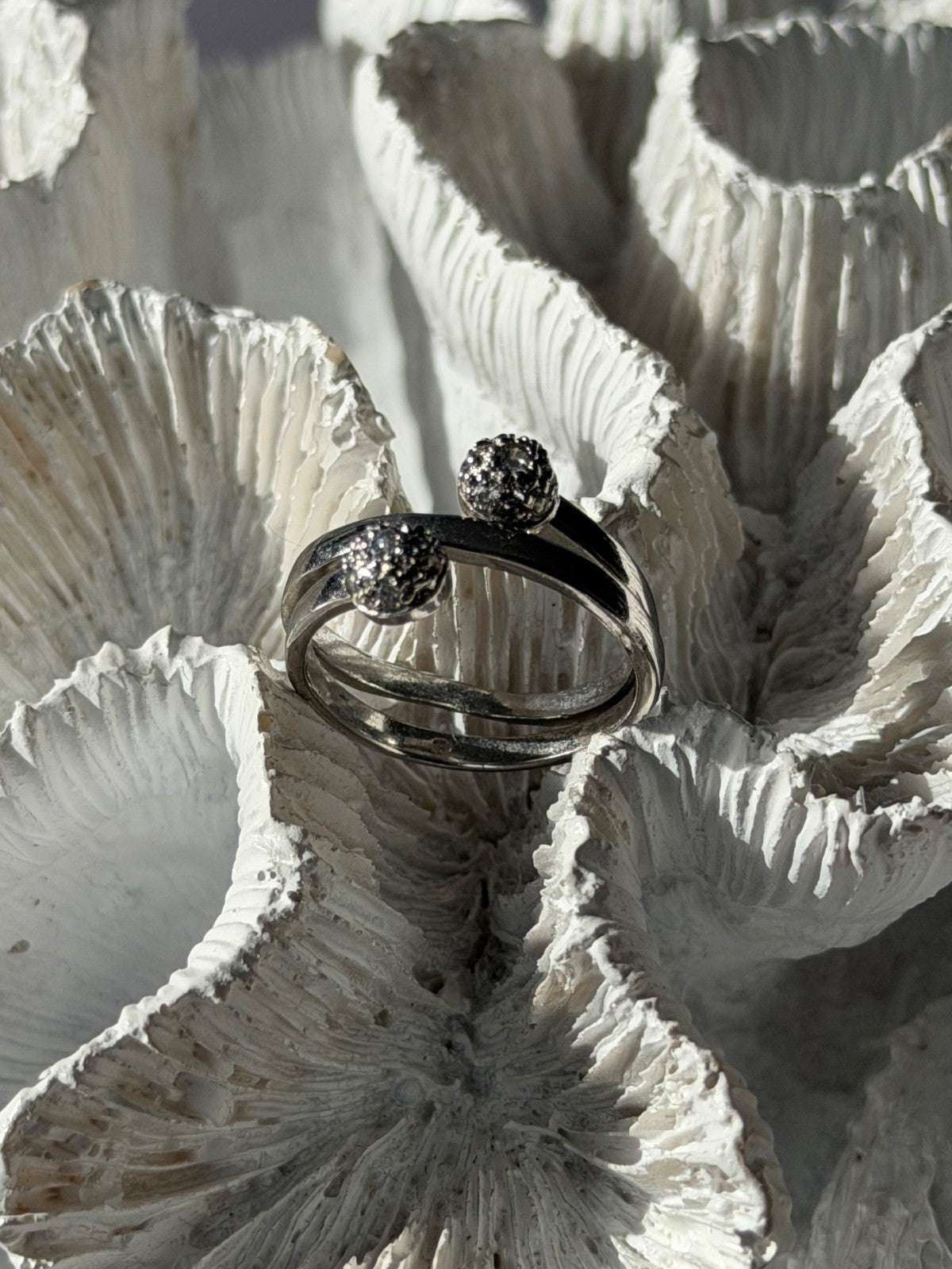 925 Sterling Silver White Topaz Ring Size 9