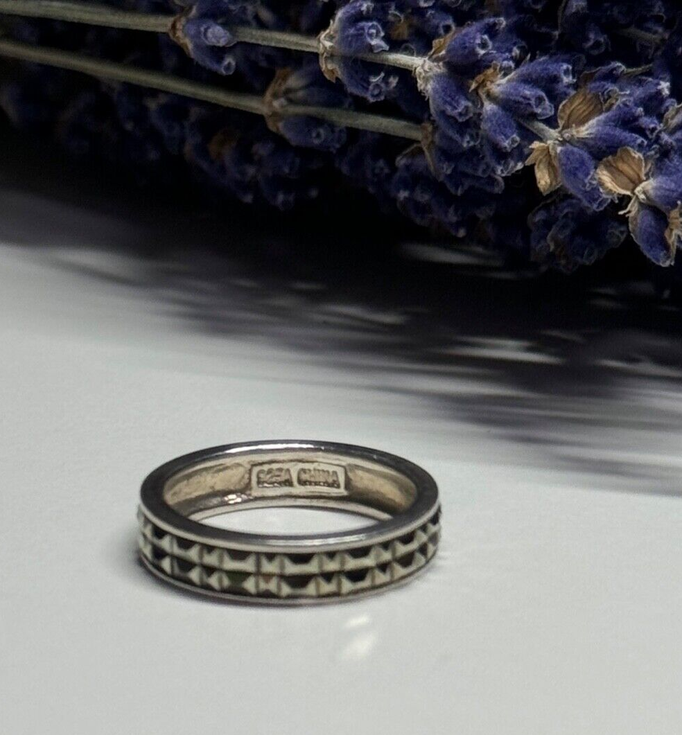 925 Sterling Silver Marcasite Ring Size 6