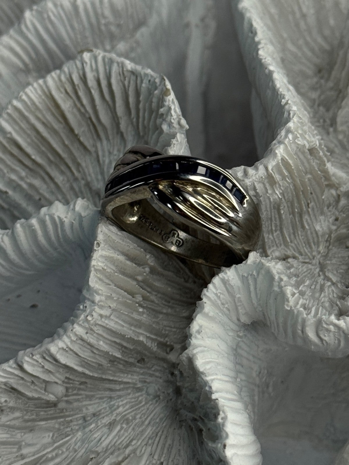925 Sterling Silver Sapphire Ring Size 8