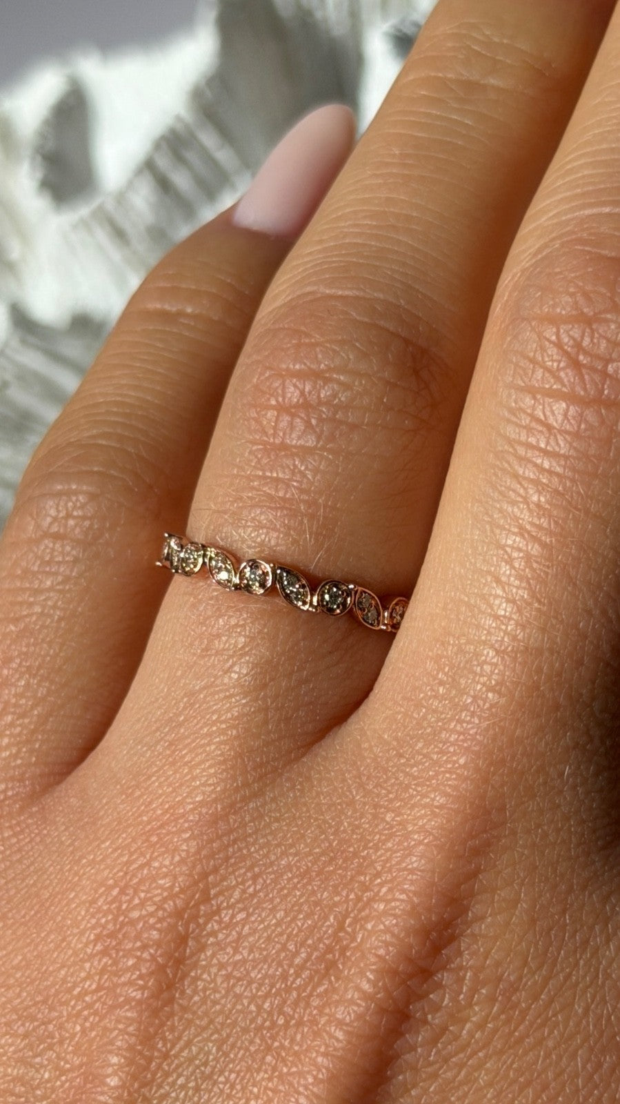Classy Design 10K Rose Gold Diamond 0.12 ct Ring Size 6.5