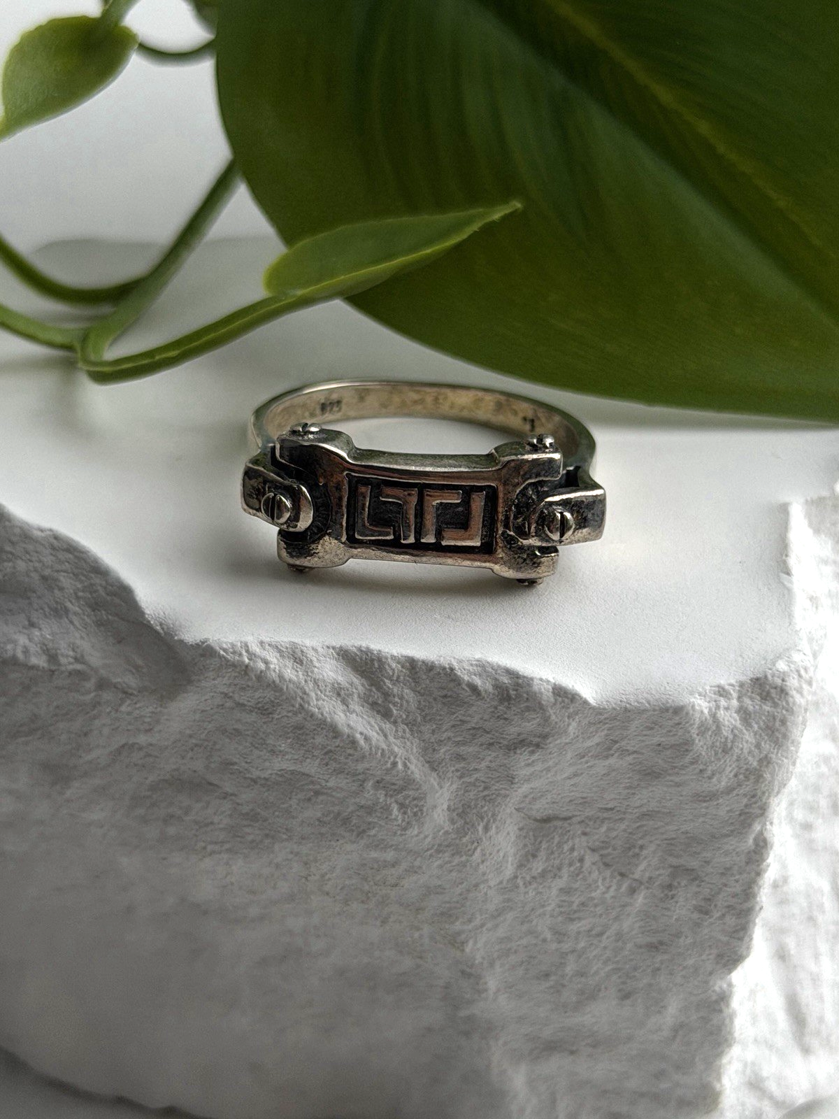 Men's Vintage Greek Key 925 Sterling Silver Ring Size 12.5
